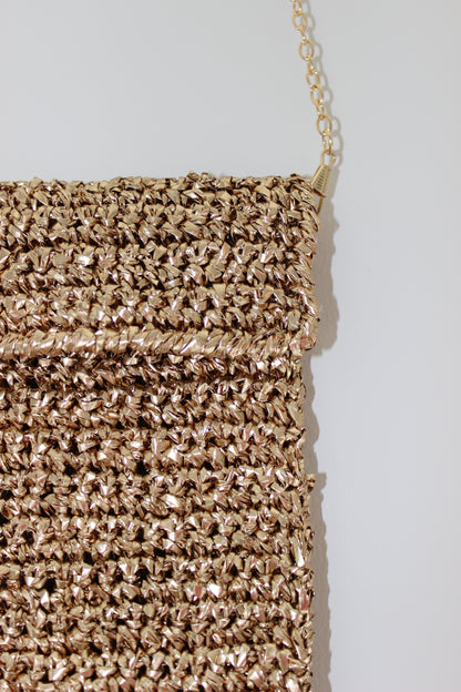 RAFIA ROPE HAND-KNITTED PHONE BAG YELLOW