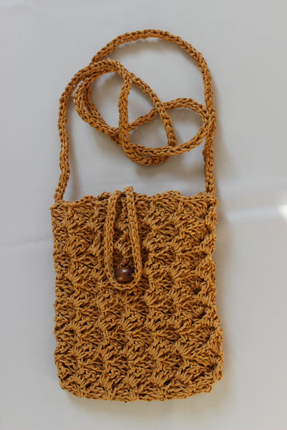 HAND-KNITTED PATTERNED SHOULDER BAG (YELLOW)